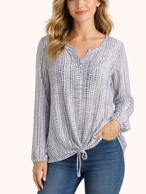 FDJ French Dressing Dot Print Blouse Tie Front Popover Viscose Size 14